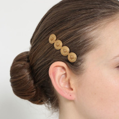 H1004 Popular Baroque Style Hair Pins Medallion Gold Coin Hair Pin Clips Gold Medusa Barrette Korean Hair Accessories