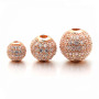 CZ6389 Wholesale CZ Micro Pave Round Ball Bead Cubic Zirconia Pave Beads 18k Gold Ball Spacer Beads For Jewelry Making