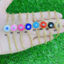 BM1060 Chic Tiny Gold Beaded Adjustable Slide Chain Colorful Enamel Evil Eyes Beaded Bracelets for Ladies