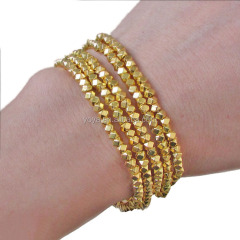 BRR0713 Fashion minimalist 4mm gold dainty metal nugget beaded bracelet BRR0713 Fashion minimalist 4mm gold dainty metal nugget beaded bracelet
