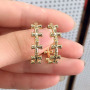 EC1638 Popular Chic Dainty 18k Gold Plated Zircon CZ Micro Hoops with Cross Charm Huggie Earring