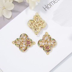 CZ8168 DIY Micro Pave Zircon Jewelry Connector Flower Leaves Heart Clover Charms For Bracelet Accessories Making