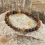 BN5305 gemstone beads stretch bracelet tiger eye and cube hematite men bracelet