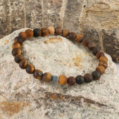 BN5305 gemstone beads stretch bracelet tiger eye and cube hematite men bracelet