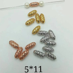 JS1411 Silver Rose Gold Plated Hollow Brass Drum Spacer Beads,Jewelry Spacer Beads