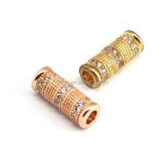 CZ7361 Wholesale CZ Micro Pave Large Hole Tube Spacer Beads Charms,Cubic Zirconia Separator Tube Drum Barrel Beads For Findings