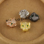 CZ6646 Silver,gold,rose gold,black CZ micro pave leopard head beads for men bracelets