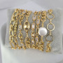 BC1413 Dainty Gold Coffee Bean Diamond Zircon Cubic Zirconia Rectangular Baguette Curb Link Chain Bracelets for Ladies
