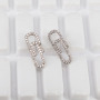 EC1489 Womans Fashion Boho Style CZ Earrings, Women's CZ Paper Clip Studs,Dainty Micro Pave Paperclip Stud Earring