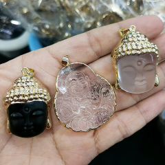 JF7338 Gold Plated Crystal Glass buddha head charm pendants,religious buddhist pendants JF7338 Gold Plated Crystal Glass buddha head charm pendants,religious buddhist pendants