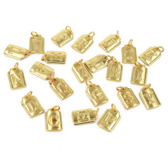 JS1514 New Shiny 18K Gold Plated Letter Initial Rectangle Medal Charm Pendants for Necklace