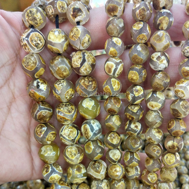 AB0673 New style faceted Tibetan agate beads,gemstone patterned beads