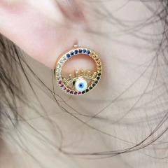 EC1438 Wholesale CZ micro pave diamond studs earring,Cubic zirconia evileye eye earring