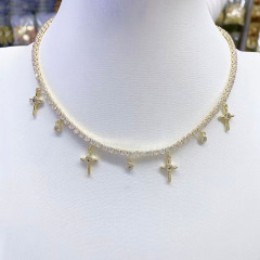 NZ1232 18k gold plated brass CZ diamond micro pave evil eyes star heart cross dangle charms Pendant chocker Necklace NZ1232 18k gold plated brass CZ diamond micro pave evil eyes star heart cross dangle charms Pendant chocker Necklace