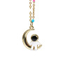 NM1242 Fashion Black White Enamel Space astronauts Pendant Rainbow Enamel Gold Plated Stainless Steel Chain Necklace