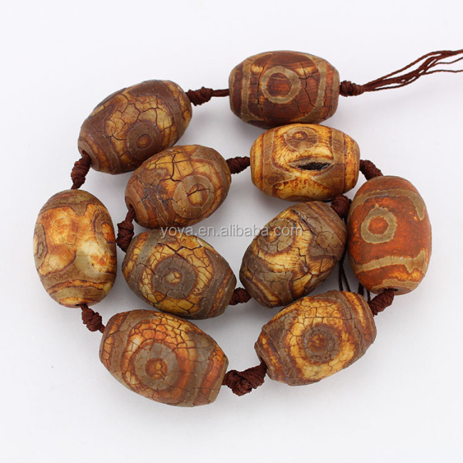 AB0572 Wholesale Brown Tibetan Agate Dzi Heaven Eye Drum Beads