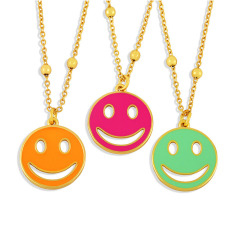 NM1203 fashion smily face pendant ladies necklace ,charm smile face pendants custom O chain women necklace