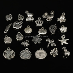 JS1392 Hot sale thiny antique silver tone metal animal & flower charms,small tibetan Vintage silver charm pendant for bracelet