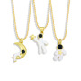 NM1225 18K Gold Plated Enamel Astronaut Pendant Necklace Spaceman Necklace Space Planet Star Moon Celestial Jewellery
