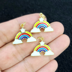 JS1589 18k Gold Plated brass metal enamel star rainbow charms Pendant JS1589 18k Gold Plated brass metal enamel star rainbow charms Pendant