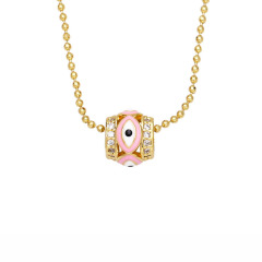 NZ1348 18K Gold Plated Ball Chain Enamel Rainbow Evil Eyes Tube Charm Necklace
