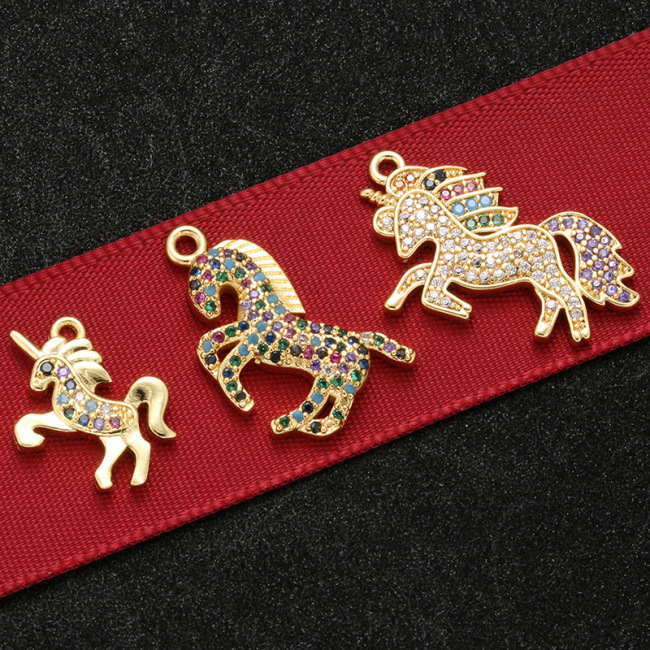 CZ7920 Chic CZ Diamond Micro Pave Horse Unicorn Pegasus Charm Pendant