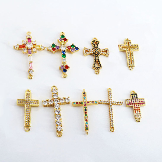 CZ8146  CZ Zircon Micro Pave Cross Charm Pendant  Diamond Necklace For Jewelry