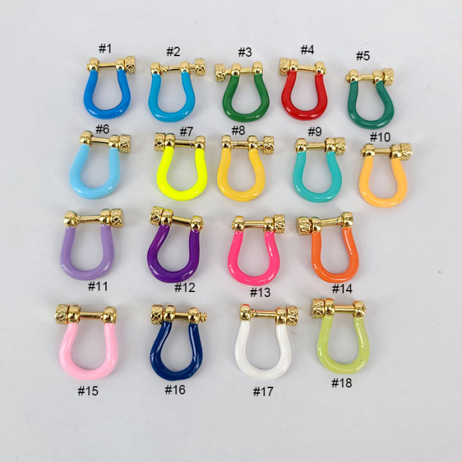 JF1323 Neon Enamel Carabiner Horseshoe Shackles Clasp Carabiner Lock Connector Claw for Jewelry Necklace Making