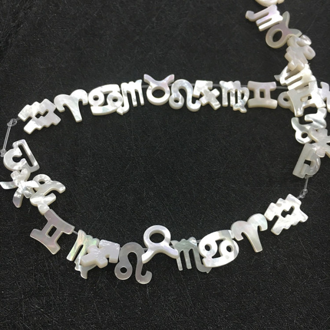 SP4203 White Mother of Pearl Shell horoscope zodiac sign charm,zodiac astrology pendant charm