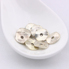 JS1263 Round Metal Spacer Beads, Saucer Disc Shape Silver Tone Size 10x1.2mm, Silver Jewelry Findings