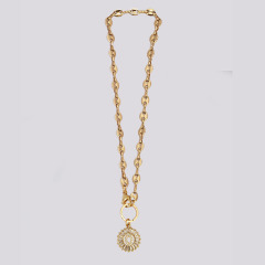 NZ1247 Cubic Zirconia Diamond 26 Alphabet Letter Charm Pendant Necklaces Brass Chain A-Z Initial  Necklace for Women