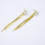 EM1114 High Quality Bohemia 18k cz paved tasssel earring 14k Gold Plated Brass Chain Fringe Tassel Earrings