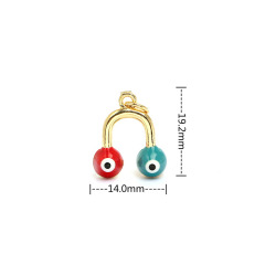 JS1535 Fashion Enamel Double Evil Eyes Horseshoe U shapeed Charm pendant findings for necklace jewelry making