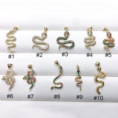 CZ8110 High Quality Necklace Pendants New Chic Gold Plated Diamond CZ Micro pave Snake  Animal Charm Pendants