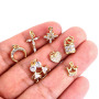 CZ7908 Dainty Mini Minimal Cubic Zirconia Diamond CZ Micro Pave Crescent Heart Bracelet Charms