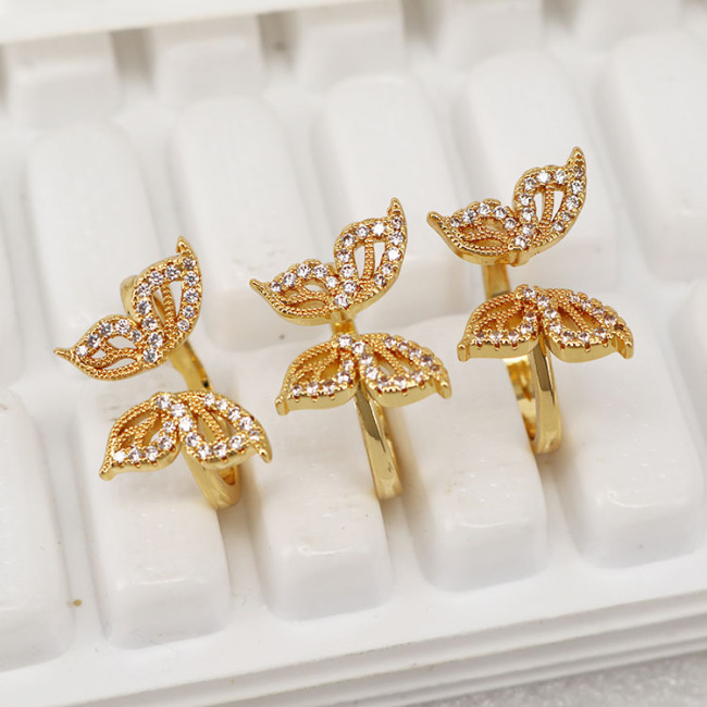 RM1117 Chic Dainty Bling Crystal Gold Plated CZ Micro Pave Butterfly Rings for Women Ladies,Diamond Finger Rings