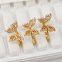 RM1117 Chic Dainty Bling Crystal Gold Plated CZ Micro Pave Butterfly Rings for Women Ladies,Diamond Finger Rings