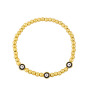BM1056 Chic Tiny Gold Beaded White Shell Colorful Enamel Evil Eyes Beaded Elastic Bracelets for Ladies
