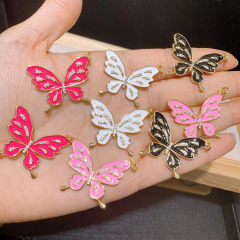 CZ8406 Gold Plated CZ diamond pave colored butterfly enamel charms Pendant