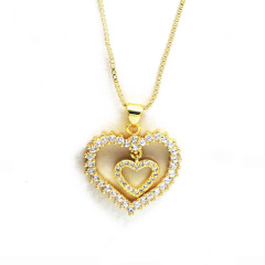 NZ1202  gold plated brass CZ micro pave Charm heart cross moon eagle sun crab thunder hand Pendant Necklaces jewelry for Women
