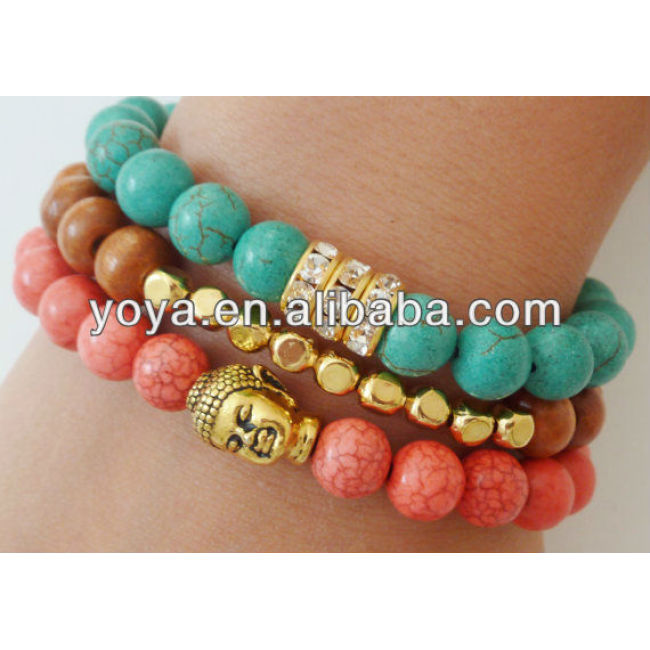 BR0002 Costume Jewelry bracelet, assorted bead bracelet,Gemstone Beads Elastic Buddha Bracelet