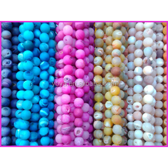 AB0223 Hot sale Geode druzy Agate stone beads,frosted matte ice agate beads, gemstone beads