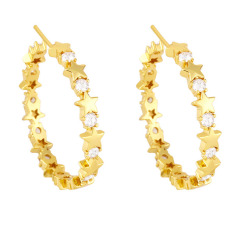 EC1799 2021 Chic 18k Gold Plated CZ Micro Pave Cross Virgin Mary Curb Link Chain Smiley Star Hoops Earring for Women