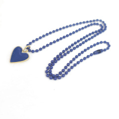 NM1236 Beach Jewelry Gold Plated Colorful Enamel Love Heart Pendant Colored Enamel Metal Brass Ball Chain Necklace