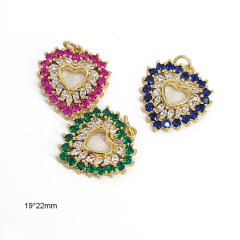 CZ8505 Large Big 18k Gold CZ Micro Pave Jewelry Supplies18k Gold CZ Paved Jumbo Elongated Love Heart Charm Pendants