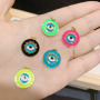JS1558 Gold Plated brass metal rainbow multi colored evil eyes enamel charms Pendant