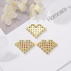 CZ8151 Bracelet Accessories Brass Micro Pave Crown Arrow Heart Charm Connector For Jewelry Finding Connector