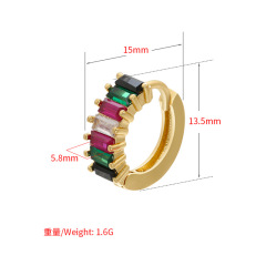 EC1642 New Chic Rainbow 18k Gold Plated Zircon CZ Micro Hoop Huggie Earring