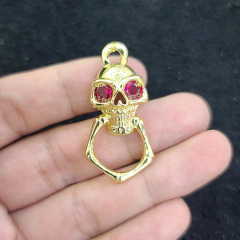 CZ8384 New 18K Gold Plated Pendant colored CZ Micro Pave skull Charm pendant