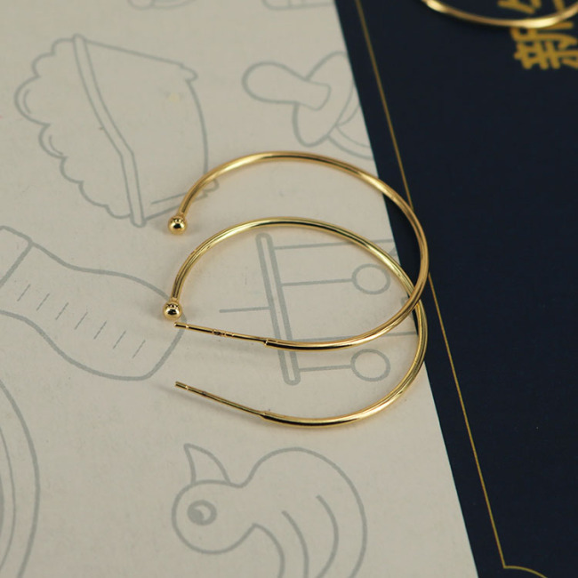 EK1001 High Quality Plating Thin Hoop Earrings, 18k Gold Plated Hoops, Skinny Hoop Earrings